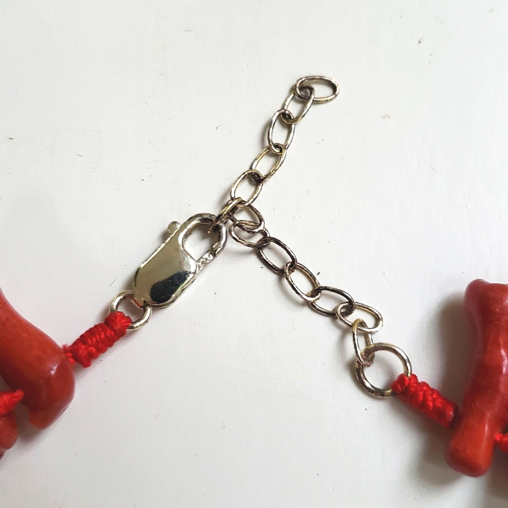 VTG chunky Coral natural branch statement necklace, dark red - Picture 5 of 6